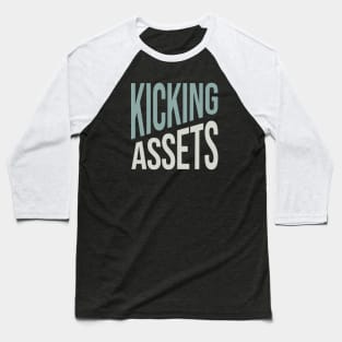 Funny Accounting Pun Kicking Assets Baseball T-Shirt